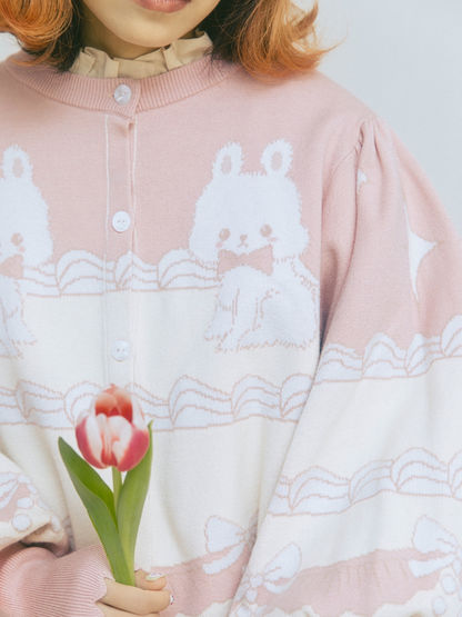 Rabbit Cream Cake lolita Sweet Bow Knit Cardigan【s0000001354】