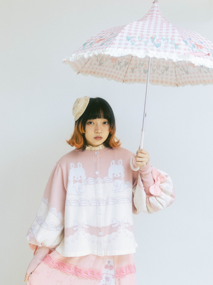 Rabbit Cream Cake lolita Sweet Bow Knit Cardigan【s0000001354】