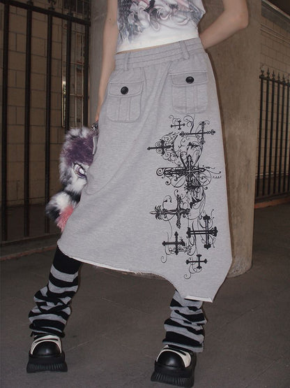Cross print skirt【s0000001429】