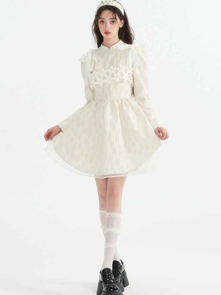 Tulle layered short-sleeved dress【s0000001466】