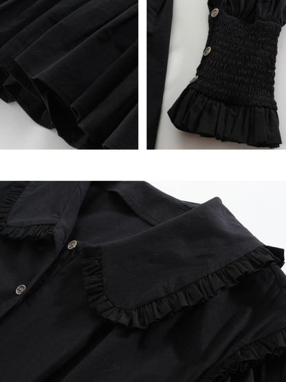 Doll collar ruffled long-sleeved shirt【s0000001460】