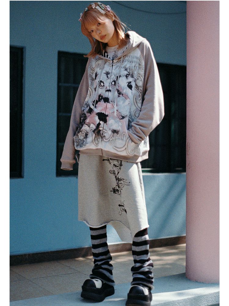 Bunny Print Loose Sweater【s0000001434】