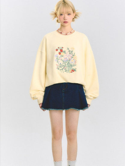 Flower embroidered sweatshirts【s0000001511】