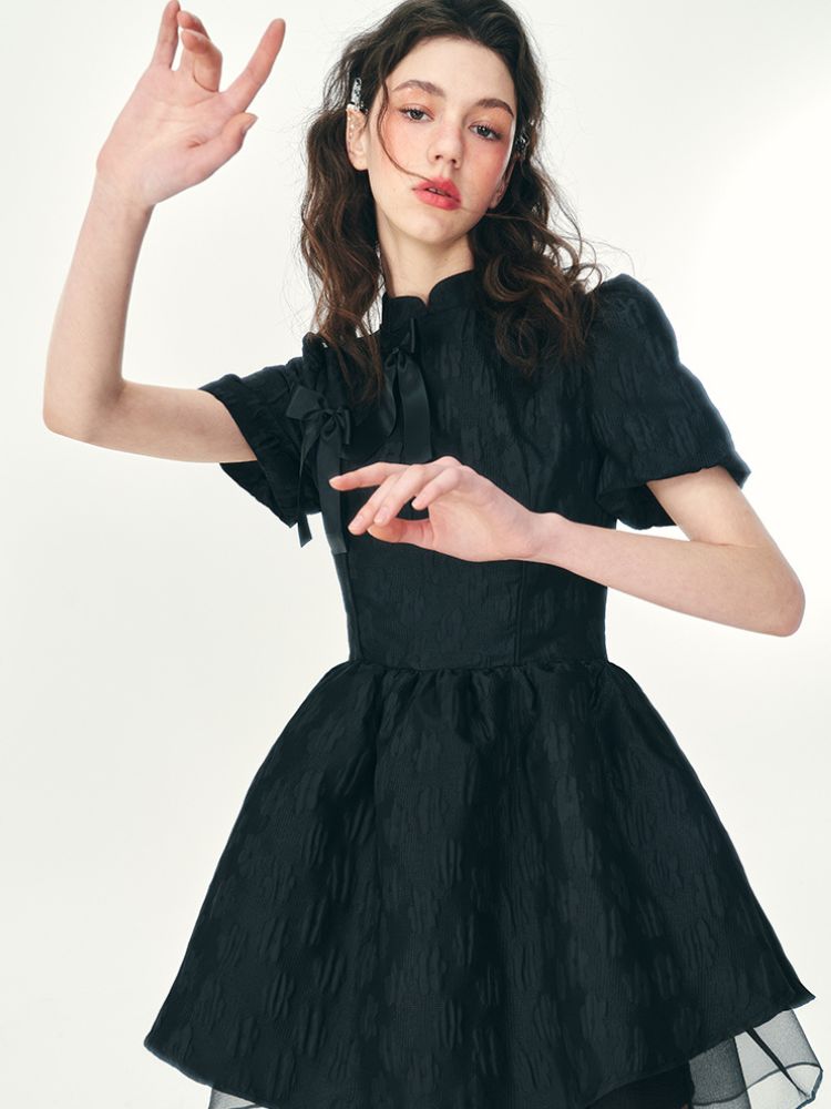 Tulle layered short-sleeved dress【s0000001466】