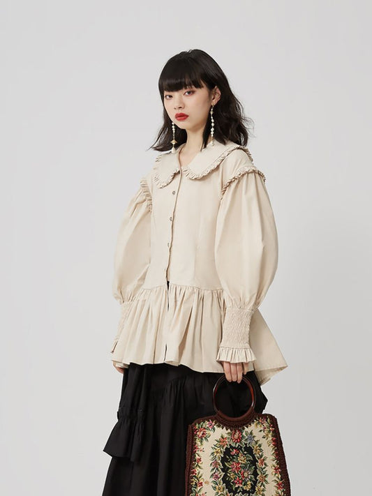 Doll collar ruffled long-sleeved shirt【s0000001460】