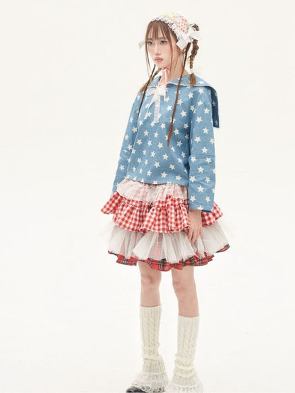 Star Ribbon Sailor Collar Top【s0000001882】