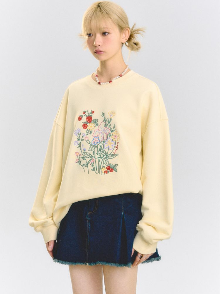 Flower embroidered sweatshirts【s0000001511】