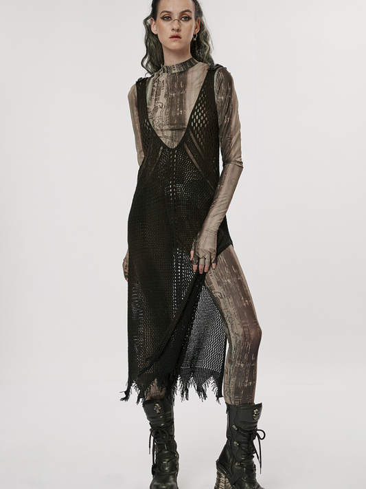 Post-apocalyptic style woolen cutout dress【s0000001105】