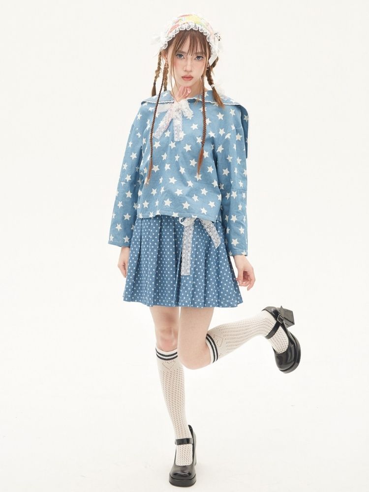 Star Ribbon Sailor Collar Top【s0000001882】