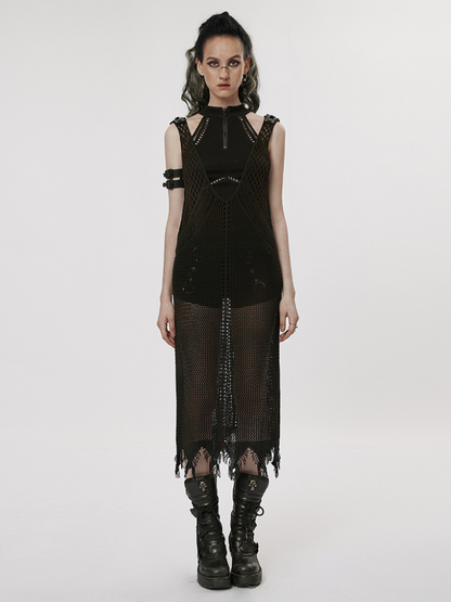 Post-apocalyptic style woolen cutout dress【s0000001105】