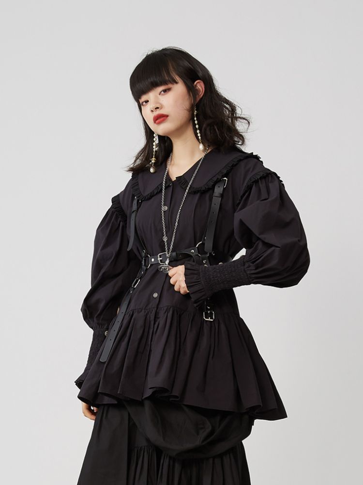 Doll collar ruffled long-sleeved shirt【s0000001460】