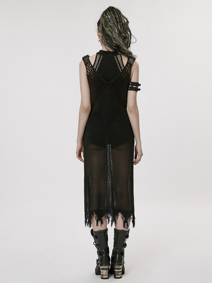 Post-apocalyptic style woolen cutout dress【s0000001105】