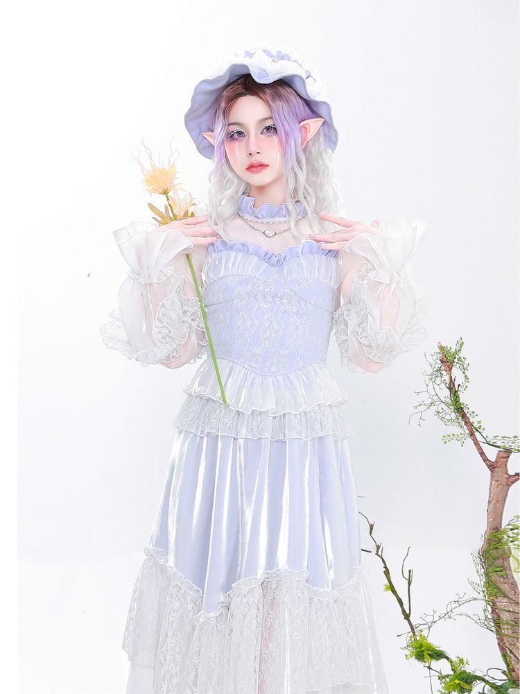 Semi-transparent lace top【s0000001177】