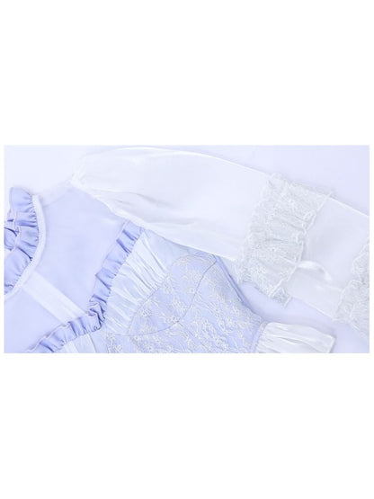 Semi-transparent lace top【s0000001177】