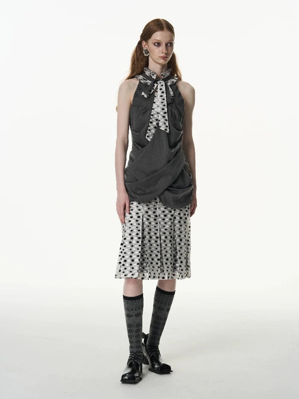 Polka dot pleated skirt【s0000007326】