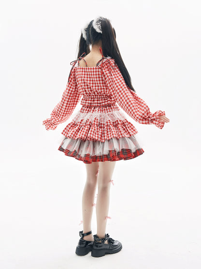 Retro Lolita red cake skirt niche bustier【s0000004276】