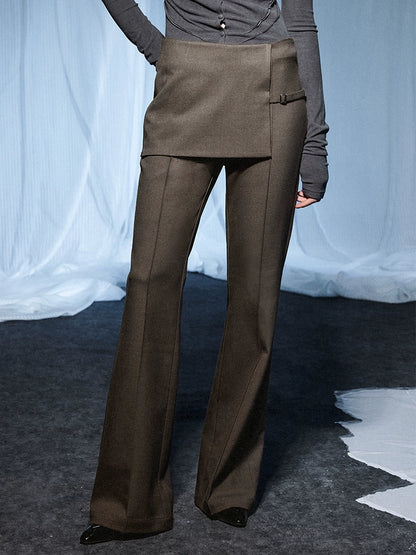 Fake two piece slim fit pants【s0000007435】