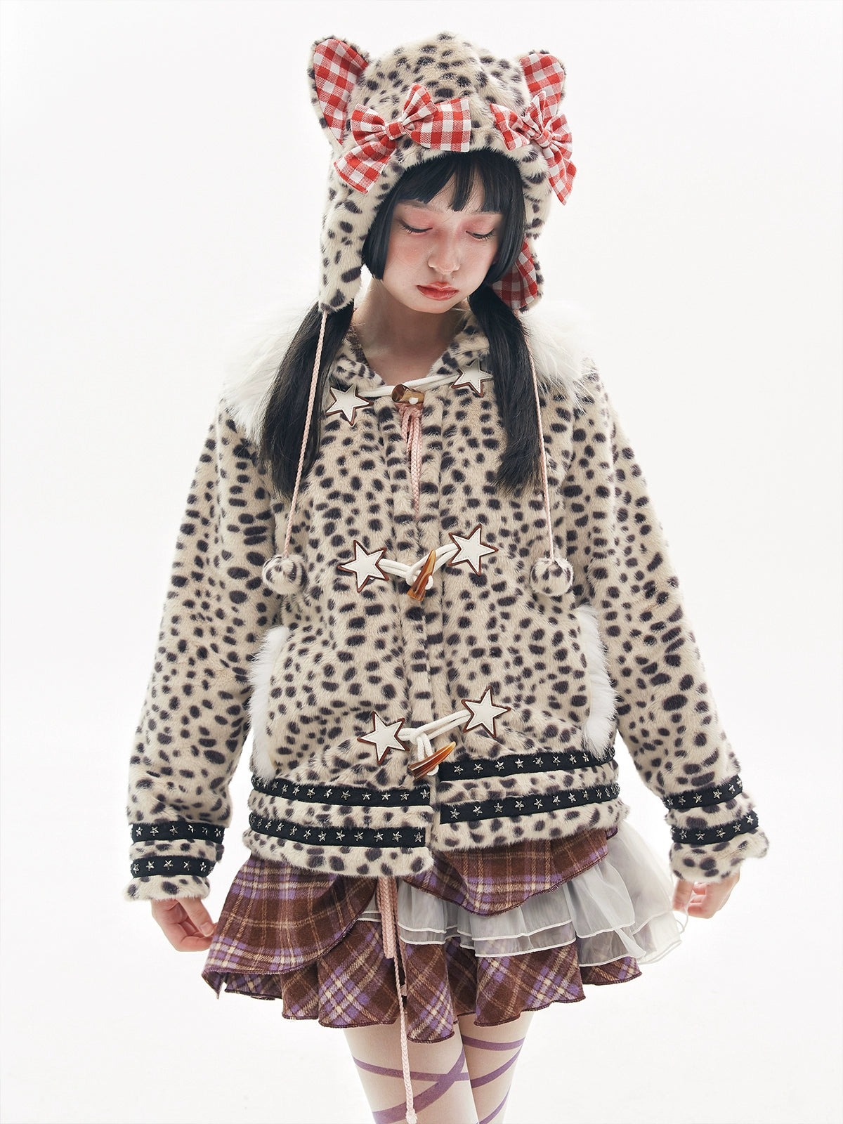 Y2K Sweet Cool Spice Girl Cute Leopard Coat Niche Design Girl Plush Coat [s0000004274]