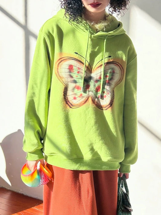 Butterfly-print velvet sweatshirt【s0000005544】