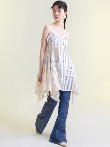 Sheer Lace Stripes Tunic Cami One-Piece【s0000001893】