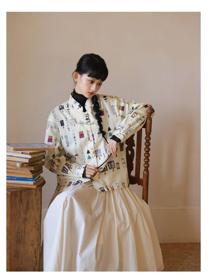 Chinese style original design printed shirt【s0000001618】