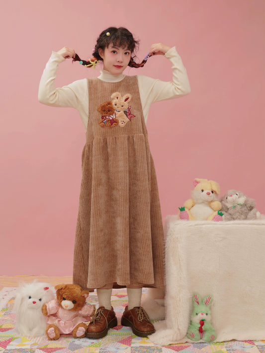 Retro Cute Dolls Soft Brown Tank Dress【s0000004301】