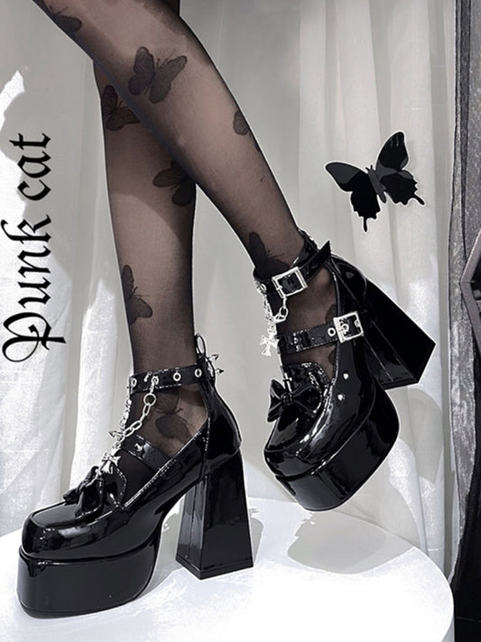 Punk Style Lolita High Heeled y2k Shoes【s0000001909】