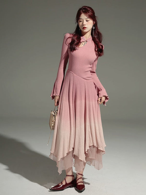 Chinese Style Gradient Knitted Dress【s0000004239】