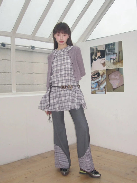 Plaid sleeveless dress + belt【s0000007609】