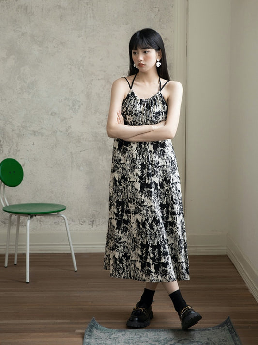 Halter Neck Ink Painting Dress【s0000001733】