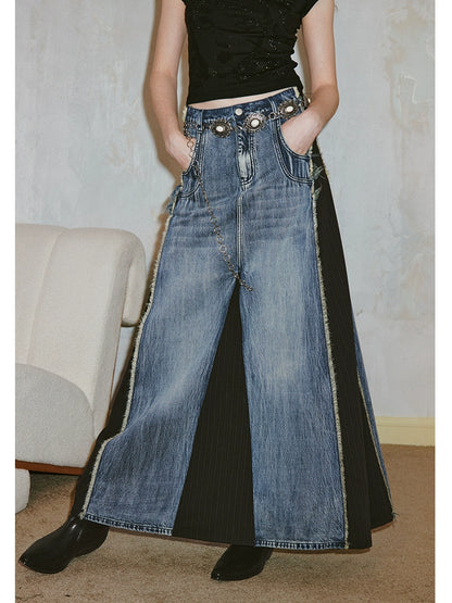 Denim patchwork skirt【s0000007596】