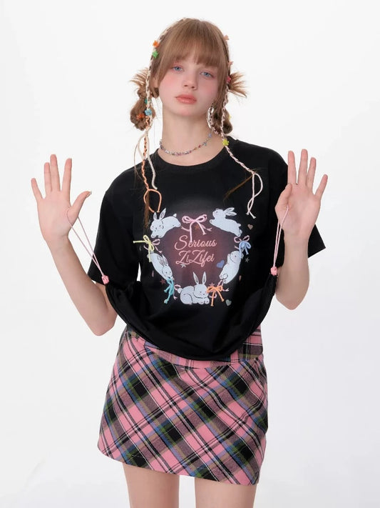 Round neck print short sleeve T-shirt【s0000007534】