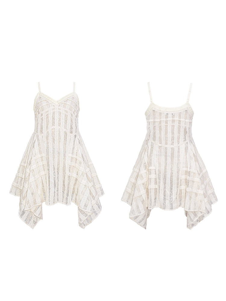 Sheer Lace Stripes Tunic Cami One-Piece【s0000001893】