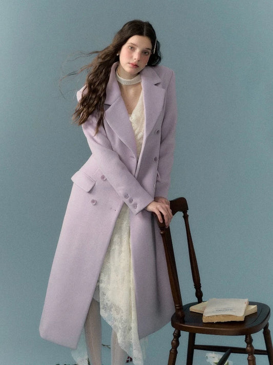 Long wool coat with fur collar【s0000005657】