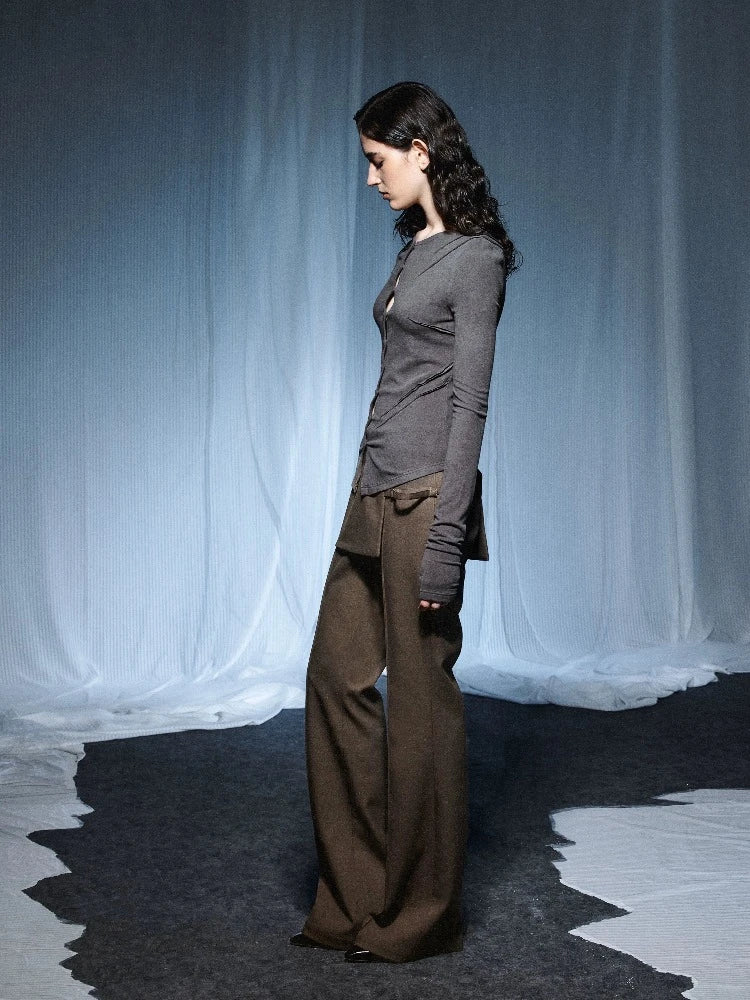 Fake two piece slim fit pants【s0000007435】