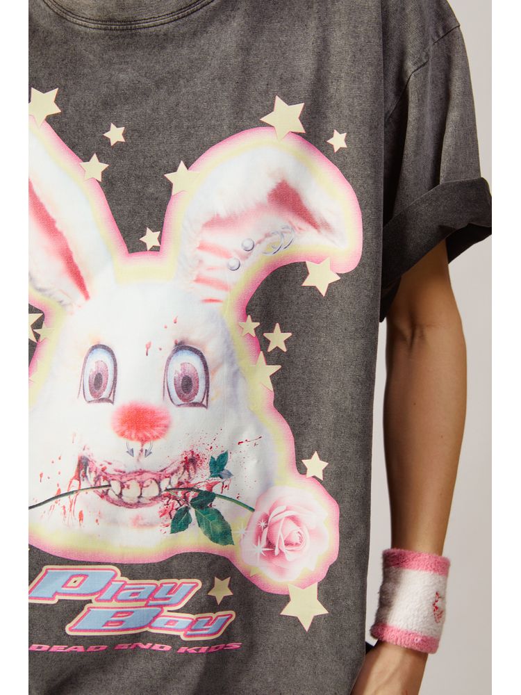 Punk rock rabbit loose T-shirt【s0000001847】