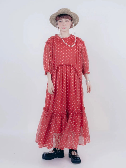 ゔ intage stye dot chiffon dres [S000006890]