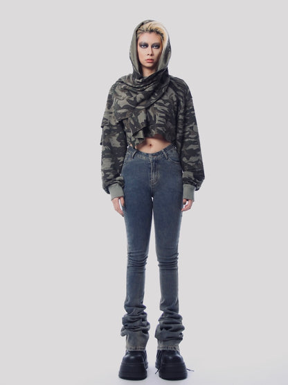 Camouflage Pattern Sweat shirt &amp; Mini skirt Set-up【s0000001181】