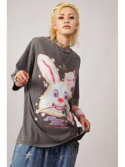 Punk rock rabbit loose T-shirt【s0000001847】