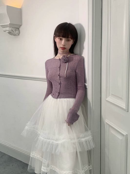 Purple knit cardigan【s0000007611】