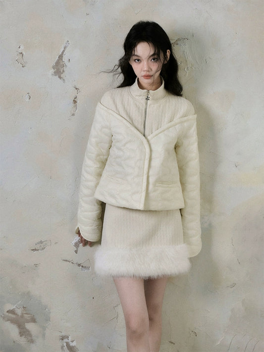 High-waisted A-line velvet skirt【s0000005557】