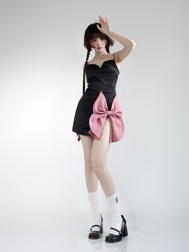 Hem big ribbon point dress【s0000001222】