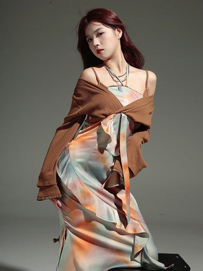 Fake Two-piece Mermaid Marble Long Dress【s0000004232】