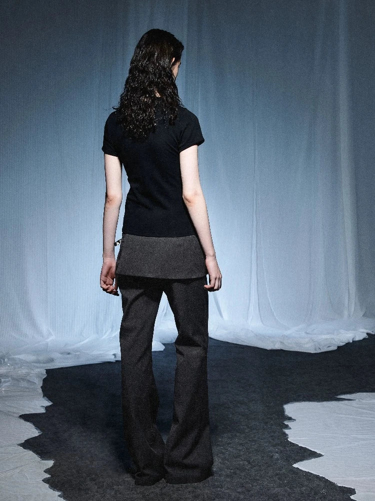 Fake two piece slim fit pants【s0000007435】