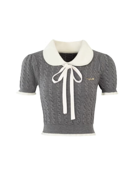 Retro Doll Collar Cable Knit [s0000001535]