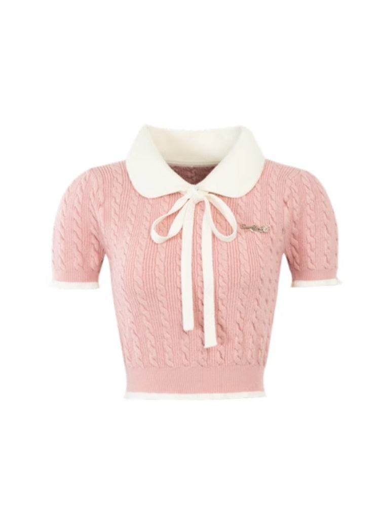 Retro Doll Collar Cable Knit [s0000001535]