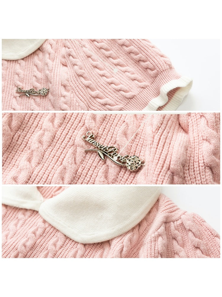 Retro Doll Collar Cable Knit [s0000001535]