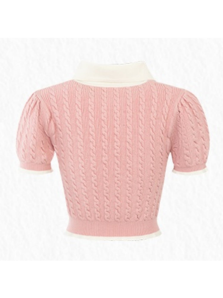 Retro Doll Collar Cable Knit [s0000001535]