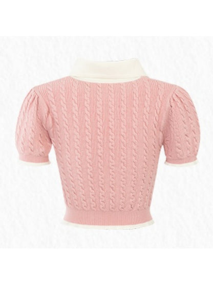 Retro Doll Collar Cable Knit [s0000001535]