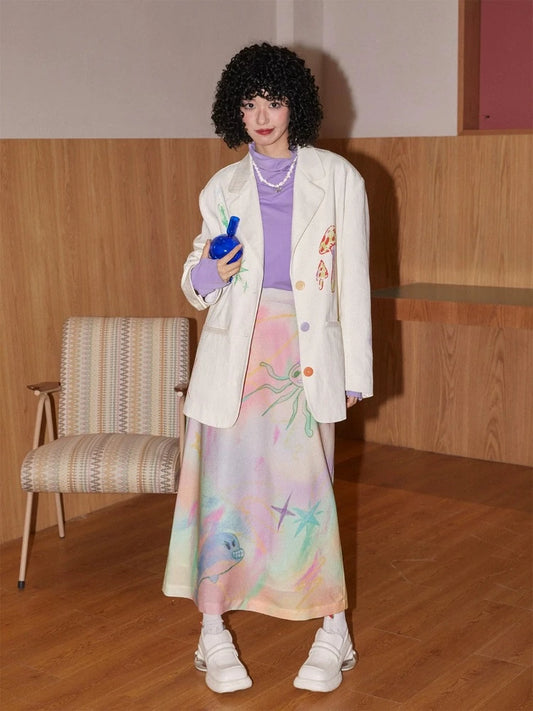 Graffiti print loose suit【s0000007414】